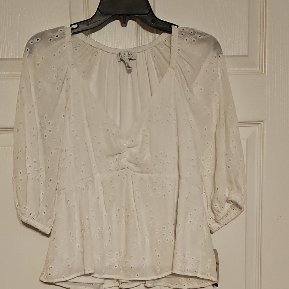 NWT Sofia Vergara Eyelet Babydoll Blouse